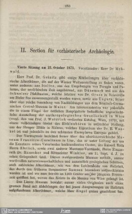 II. Section für vorhistorische Archäologie