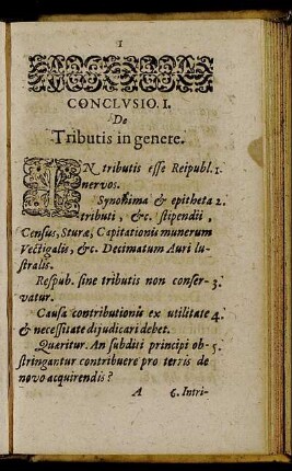 Conclusio I. De Tributis in genere.