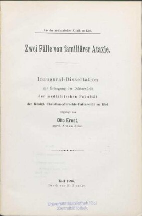 Zwei Fälle von familiärer Ataxie