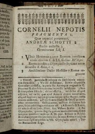 Cornelii Nepotis Fragmenta 1, quæ reperiri potuerunt, Andreæ Schotti 2 studio collecta 3.