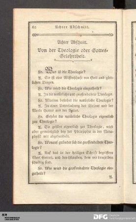 Achter Abschnitt. Von der Theologie oder Gottes-Gelehrtheit.