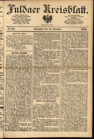 Erste Ausgabe vom Samstag, den 24. November 1894.