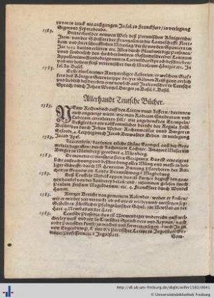 Allerhandt Teutsche Bücher .