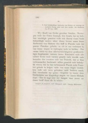 93. [K. Karls fullmagt för Ambrosius van Hultzen att emottaga Putzigs gård med område, dat. Stockh. d. 27 Sept. 1468.]
