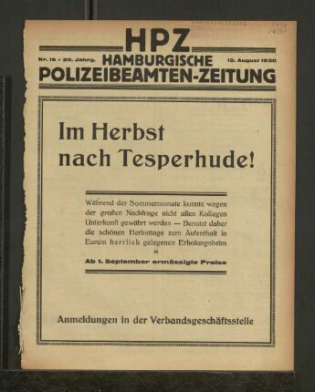 Nr. 16 * 20. Jahrg. 15. August 1930