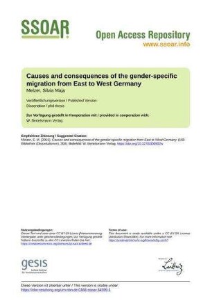 Causes and consequences of the gender-specific migration from East to West Germany
