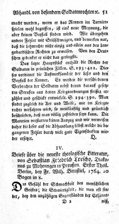IV. Briefe über die neueste theologische Litteratur.