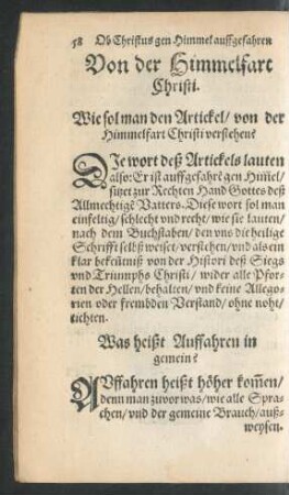 Von der Himmelfart Christi.