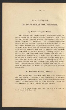 Zweites Kapitel. Die neuen radioaktiven Substanzen