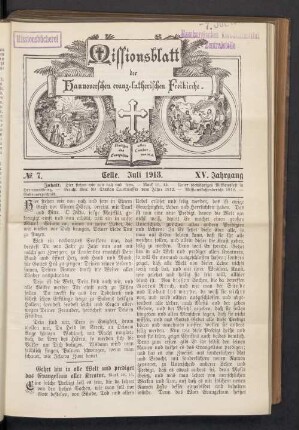 N°. 7. Juli 1913. XV. Jahrgang