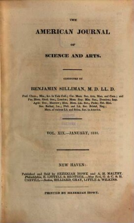 American journal of science : an international earth science journal. 19. 1831