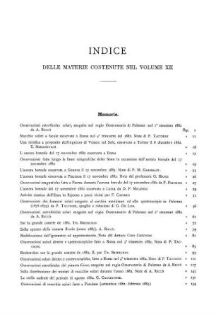 INDICE DELLE MATERIE CONTENUTE NEL VOLUME XII
