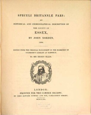 Specali Britanniae pars : an historical and chorographical description of the country of Essex