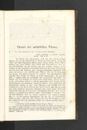 § 1. Von den gemeinen und von den edlen Wässern.