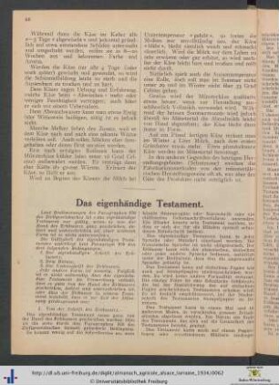 Das eigenhändige Testament.