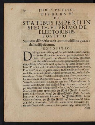 Titulus VI. De Statibus Imperii In Specie, Et Primo De Electoribus.