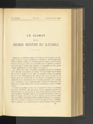 Le climat de la région minière du Katanga