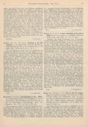 67-68 [Rezension] Baentsch, Bruno, Das Bundesbuch Ex. XX22 - XXIII33, seine ursprüngliche Gestalt, sein Verhältnis zu den es umgebenden Quellenschriften und seine Stellung in der alttestamentlichen Gesetzgebung