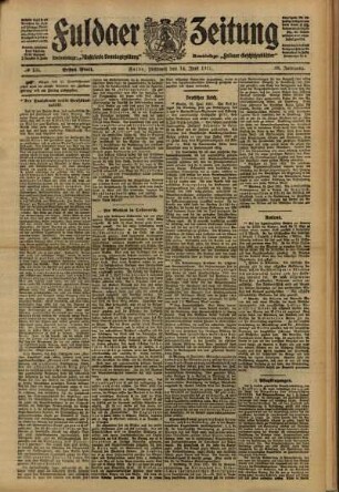 Erste Ausgabe vom Mittwoch, den 14. Juni 1911.