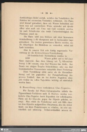 B. Herstellung eines verkehrten Glas-Negativs
