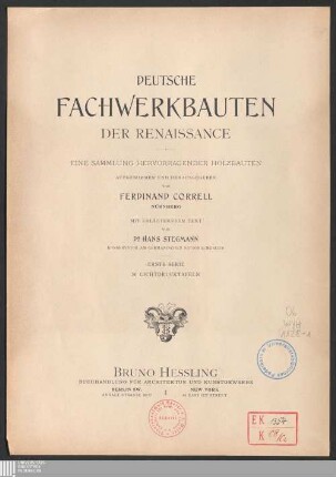 1: Deutsche Fachwerkbauten der Renaissance : eine Sammlung hervorragender Holzbauten