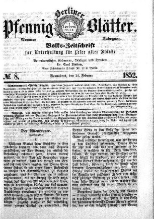 No. 8, Sonnabend, den 21. Februar