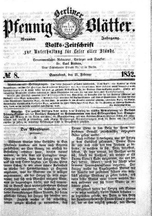 No. 8, Sonnabend, den 21. Februar