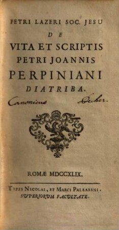 De vita et scriptis Petri Joannis Perpiniani diatriba