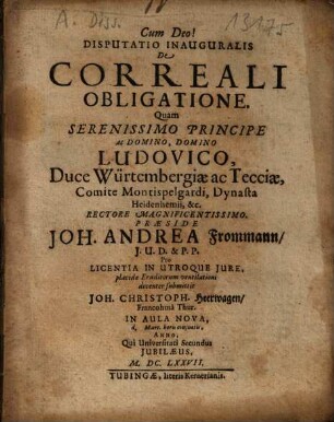 Disputatio Inauguralis De Correali Obligatione