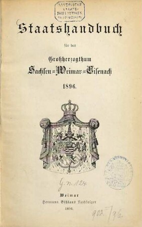 Staatshandbuch für das Großherzogtum Sachsen, 1896