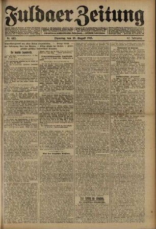 Ausgabe vom Dienstag, den 10. August 1915.