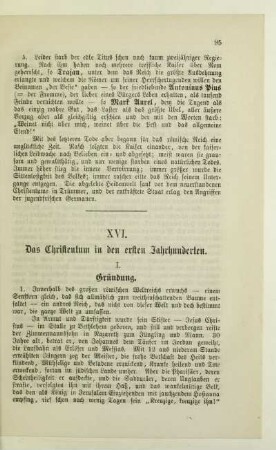XVI. Das Christentum in den ersten Jahrhunderten