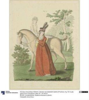 Gallery of Fashion, Fig. 55: A Lady going out on Horseback