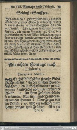 Am achten Sontage nach Trinitatis