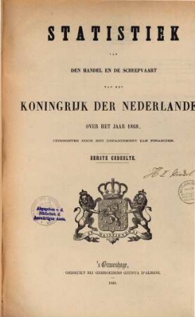 Statistiek van den handel en de scheepvaart van het Koningrijk der Nederlanden : over het jaar ... 1868,1 (1869)