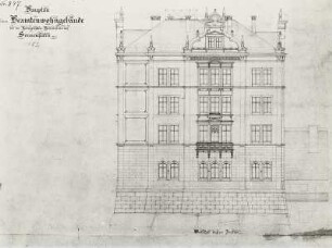 Pirna, Sonnenstein, Bauplan zu einem Beamtenwohngebäude bei der Kgl. Heilanstalt: Westliche äußere Ansicht