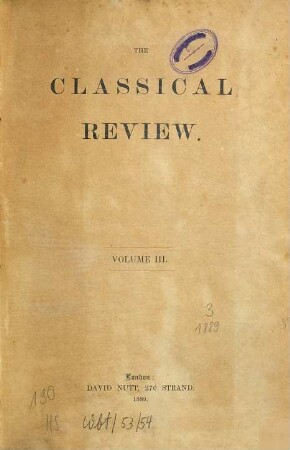 The classical review. 3. 1889