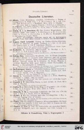 Deutsche Literatur (Nr. 605 - 698)