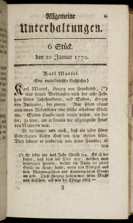 6 Stück. den 20 Januar 1770.