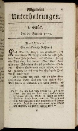 6 Stück. den 20 Januar 1770.