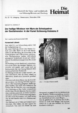 Der heilige Nikolaus von Myra als Schutzpatron der Seefahrenden in der Kunst Schleswig-Holsteins II