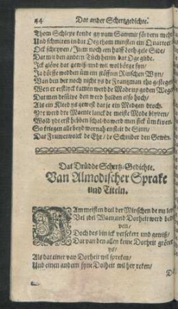 Dat Drüdde Schertz-Gedichte. Van Almodischer Sprake und Titeln.