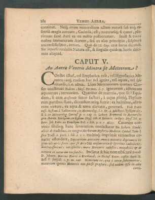 Caput V. De Aureae Veneris Minera sit Meteorum?