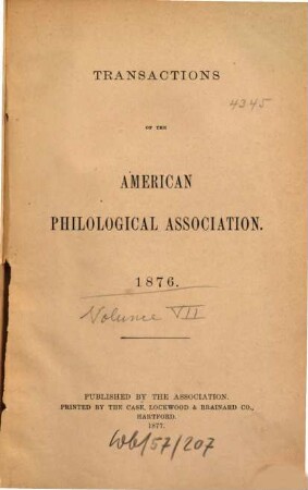 Transactions of the American Philological Association : TAPA. 7. 1876 (1877)