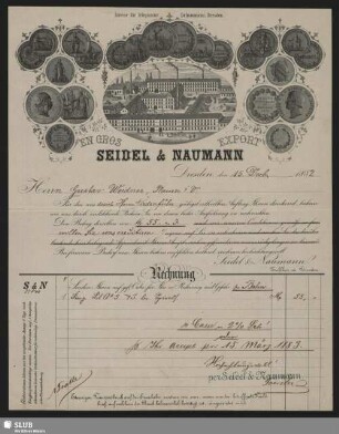 Seidel & Naumann, Dresden : Rechnung