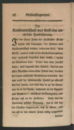 Die Kaufmannschaft war sonst eine unehrliche Handthierung