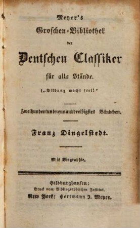 Franz Dingelstedt : Mit Biographie