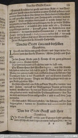 Von der Stadt Genff und ihrer Republica