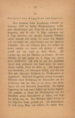 XI. Beispiele von Suggestion und Hypnose
