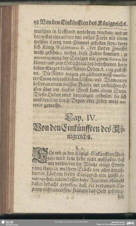 Cap. IV. Von den Einkünfften des Königreichs
